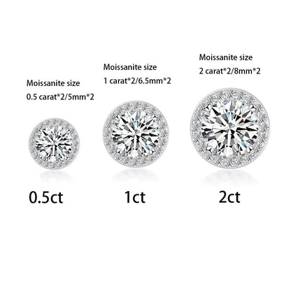 925 Sterling Silver Moissanite Round Earrings