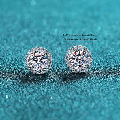 925 Sterling Silver Moissanite Round Earrings