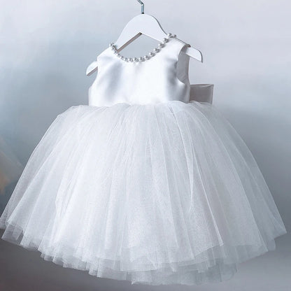 Backless Sleeveless Princess Dress with Pearls