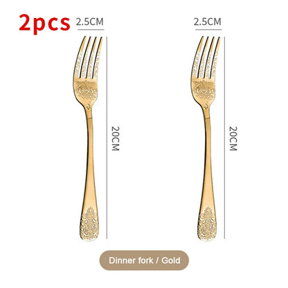 Gold Cutlery Set Stainless Steel Fork Spoons Knife Tableware Kit