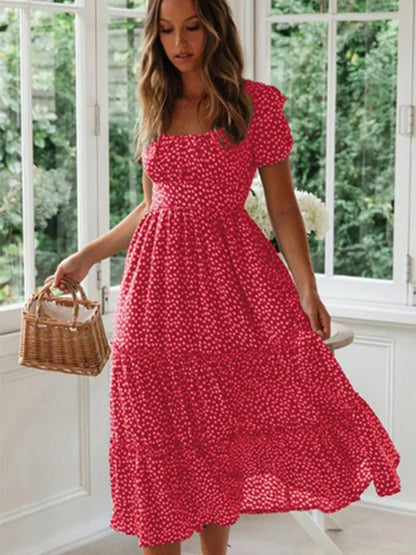 Vintage Floral Puff Sleeve Maxi Dress – Sweet Summer Style