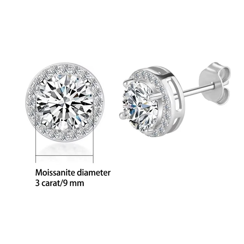 925 Sterling Silver Moissanite Round Earrings