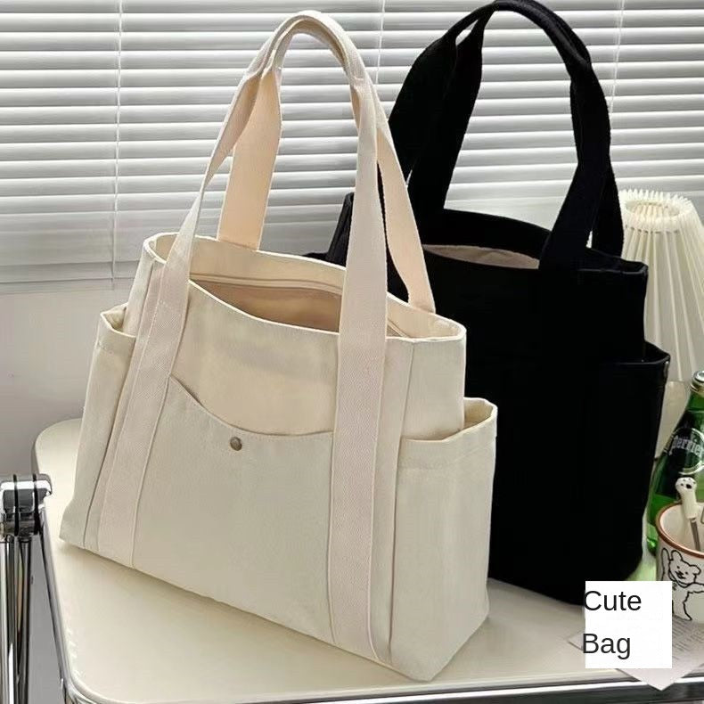 Large Capacity Canvas Solid Letter Tote Bag
