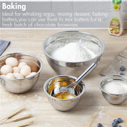 6-Piece Stainless Steel Mixing Bowls with Lids & Non-Slip Bases