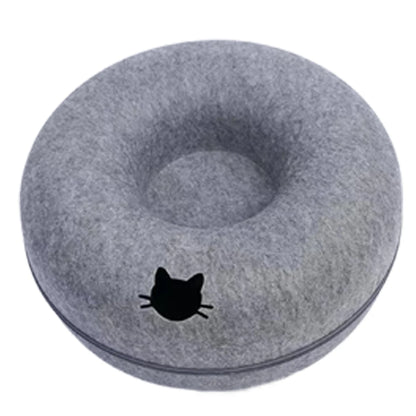 Felt Donut Cat Bed & Interactive Tunnel