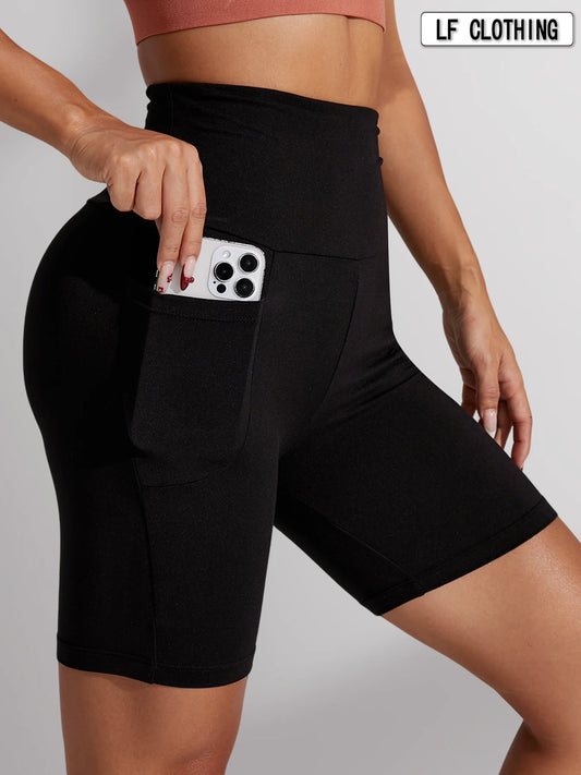 High-Waisted Biker Shorts with Pockets – Supportive, No See-Through Fit