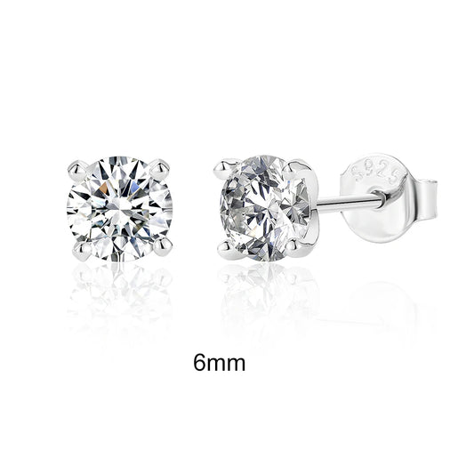 0.5–1.2 Carat D Color Moissanite Ear Stud Earrings for Women