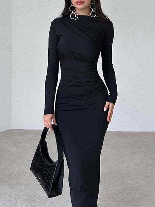 Elegant Black Bodycon Maxi Dress – Sophisticated Evening Wear