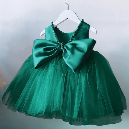 Backless Sleeveless Princess Dress with Pearls