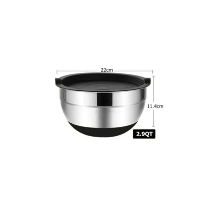 6-Piece Stainless Steel Mixing Bowls with Lids & Non-Slip Bases