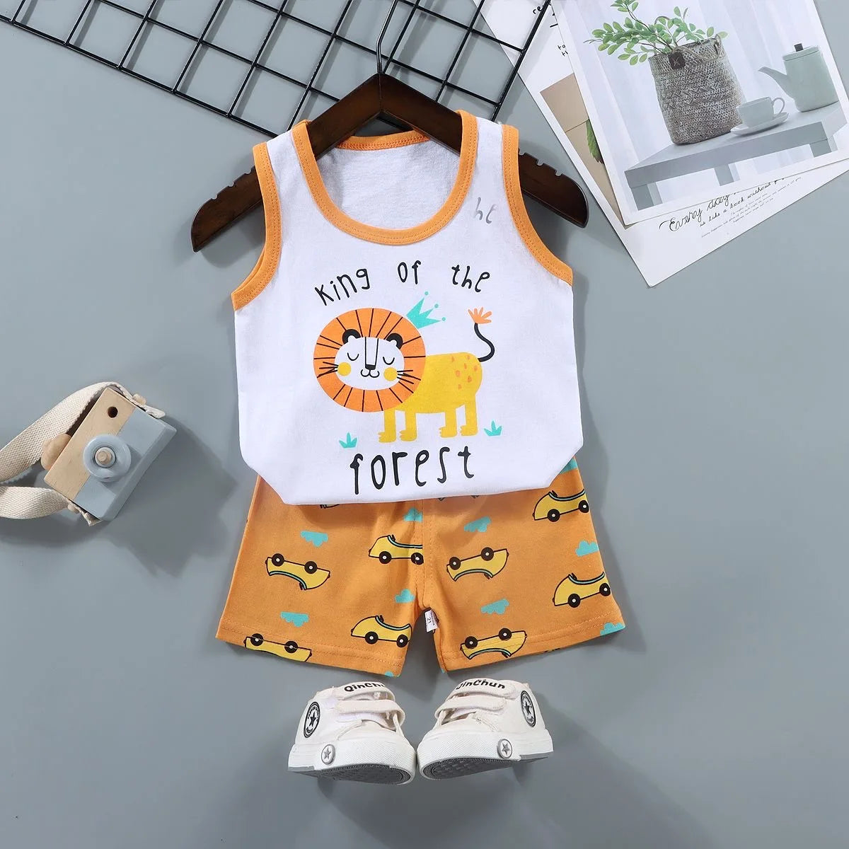 Kids Summer 2-Piece Vest Set – Cotton Sleeveless T-Shirt + Shorts Outfit for Boys & Girls