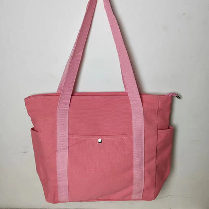Large Capacity Canvas Solid Letter Tote Bag