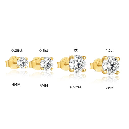 0.25–1.2 Carat D Color Moissanite Stud Earrings for Women