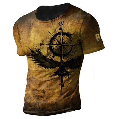 Vintage Men’s Compass Print T-Shirt