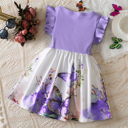 Flower Girls Butterfly Print Dress