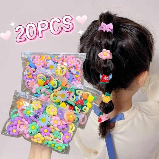 10/20Pcs Cute Cartoon Elastic Hair Bands