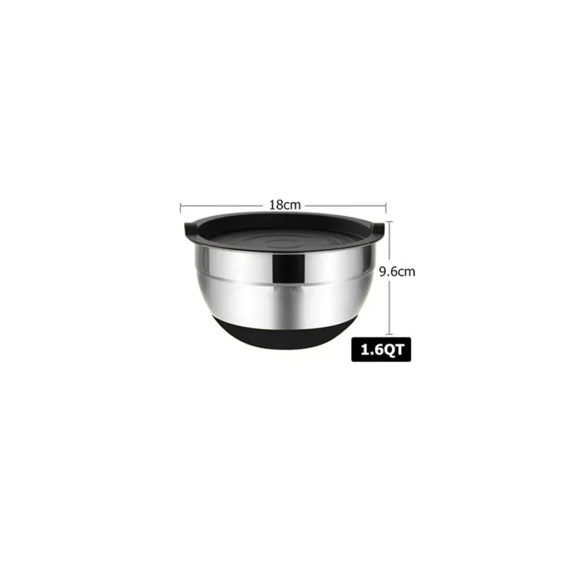 6-Piece Stainless Steel Mixing Bowls with Lids & Non-Slip Bases
