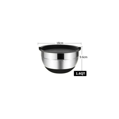 6-Piece Stainless Steel Mixing Bowls with Lids & Non-Slip Bases