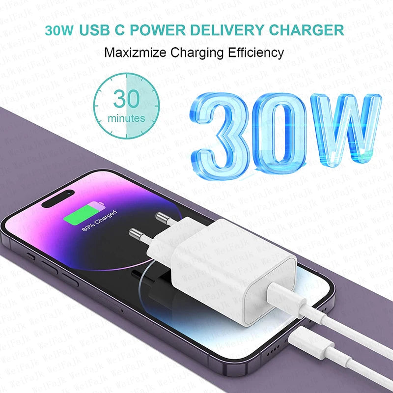 Original Apple 30W Fast Charger with USB-C Cable