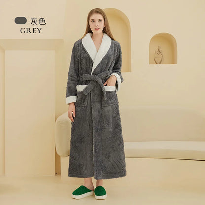 Thick Flannel Jacquard Couple Bathrobe