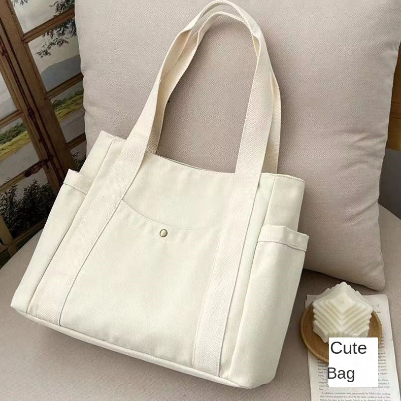 Large Capacity Canvas Solid Letter Tote Bag
