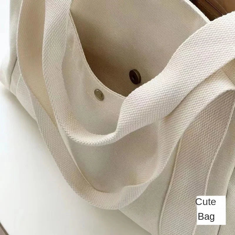 Large Capacity Canvas Solid Letter Tote Bag