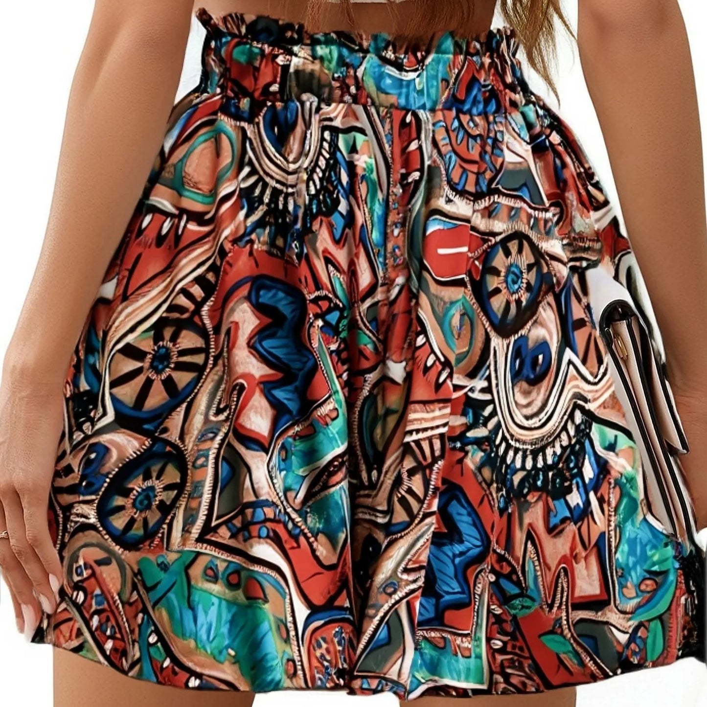 Women’s Bohemian High-Waist Drawstring Shorts – Lightweight & Comfortable
