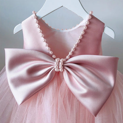 Backless Sleeveless Princess Dress with Pearls
