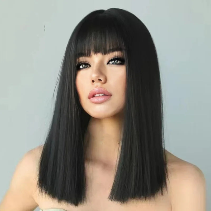 Fashion Black Synthetic Wig for Women