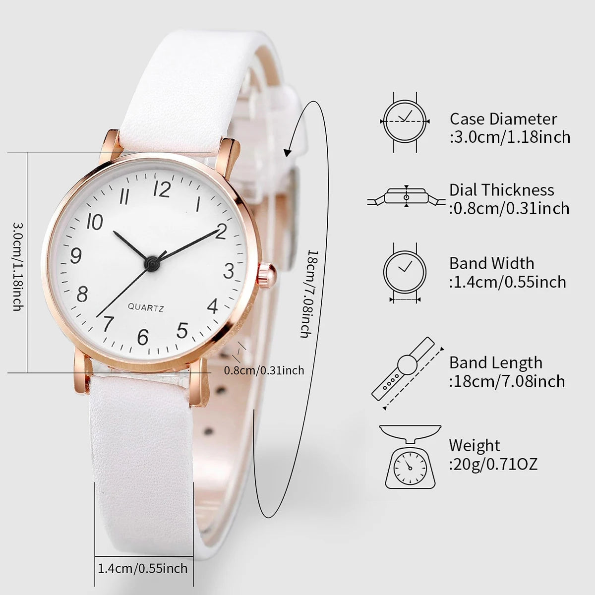 3pcs/set Fashion Women Leather Strap Quartz Watch & Pearl Bracelet Set