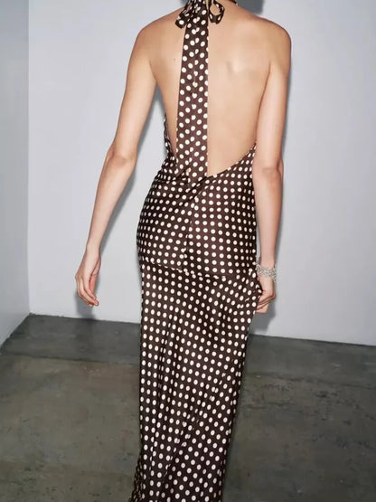 Chic Polka Dot Halter Dress – European & American Summer Style