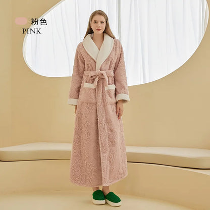 Thick Flannel Jacquard Couple Bathrobe