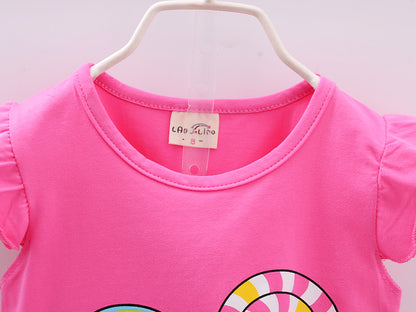 Baby Girl Summer Clothing Set – Lollipop Print T-Shirt & Shorts (Toddler Girls, Infant 1–5Y)