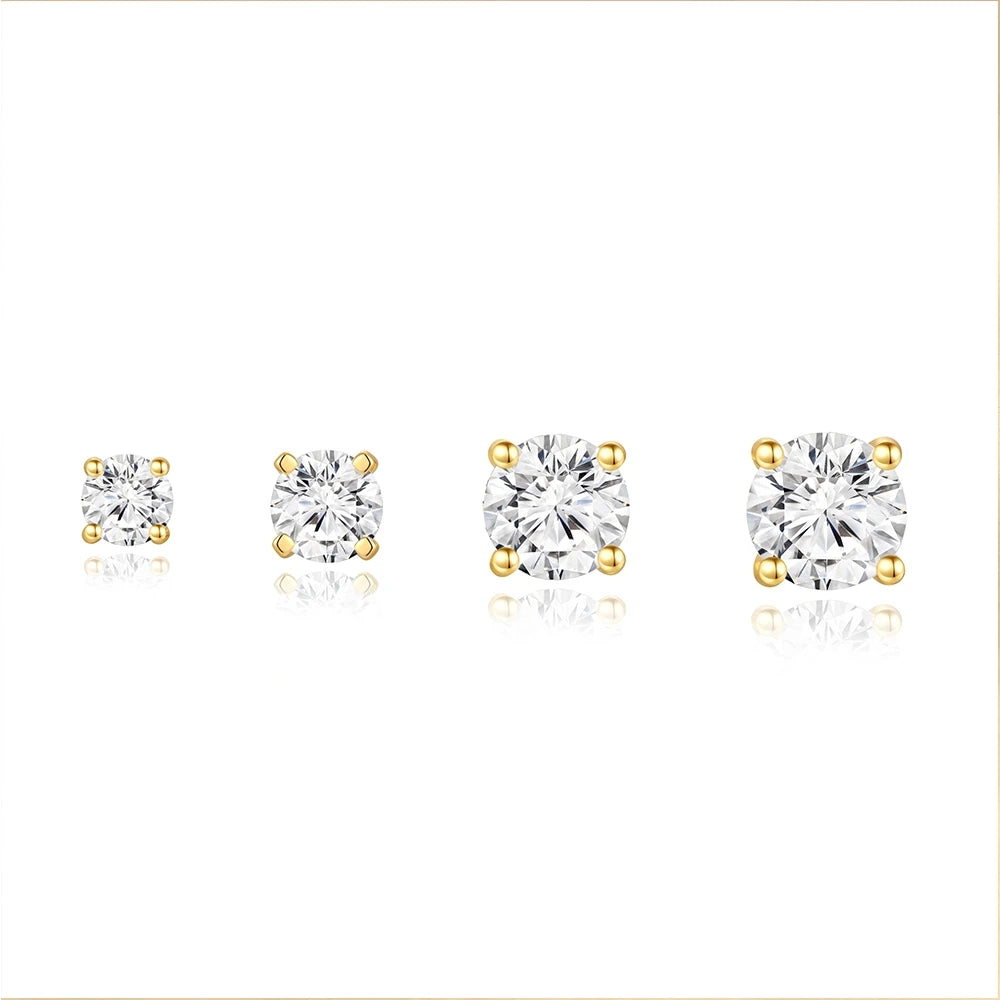 0.25–1.2 Carat D Color Moissanite Stud Earrings for Women