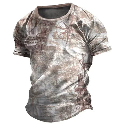 Vintage Men’s Compass Print T-Shirt