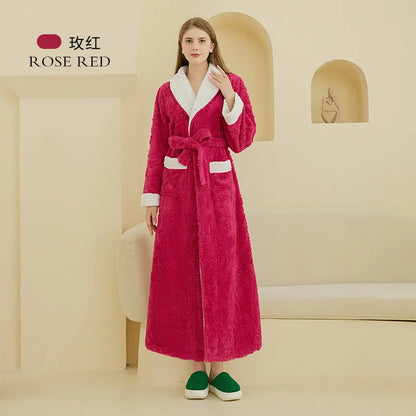 Thick Flannel Jacquard Couple Bathrobe