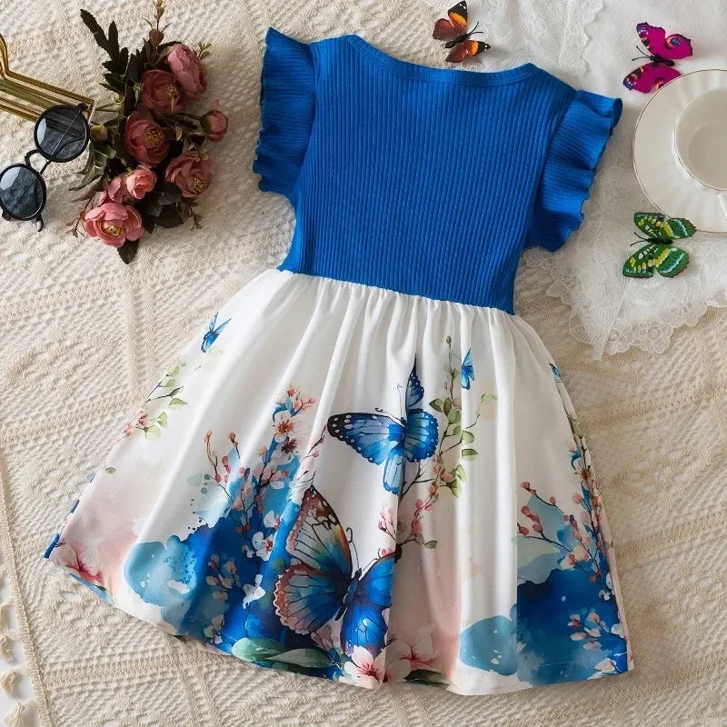 Flower Girls Butterfly Print Dress