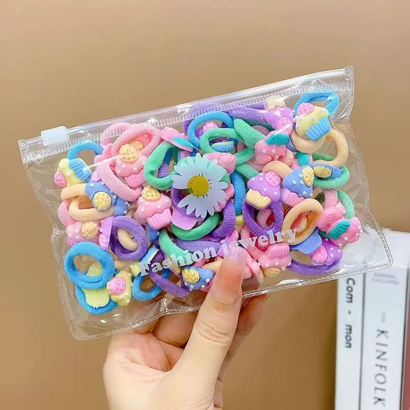 10/20Pcs Cute Cartoon Elastic Hair Bands