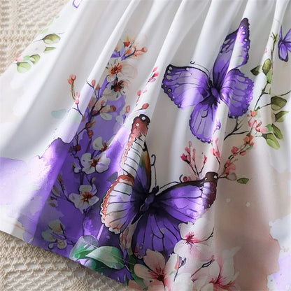 Flower Girls Butterfly Print Dress