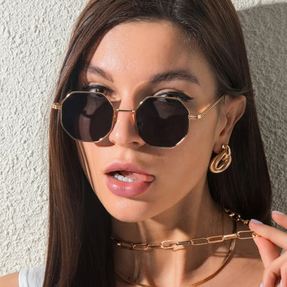 Vintage Polygon Metal Sunglasses