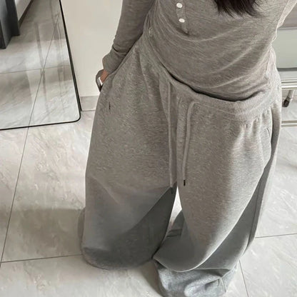 2025 Y2K Vintage Baggy Sweatpants for Women – Korean Style Wide-Leg Streetwear Trousers