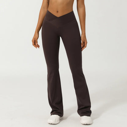 Flare Yoga Pants with Cross Waist – Booty-Lifting, Wide-Leg Activewear Leggings for Workout & Everyday Wear