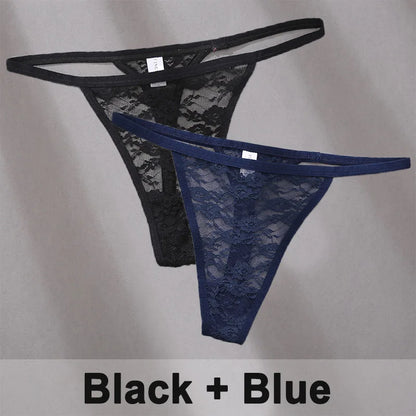 2PCS Sexy Lace G-String Panties