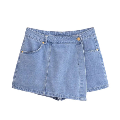 2025 Summer Women’s Casual Denim Set – Short Shirt Top & Mini Skirt Shorts 2-Piece Outfit