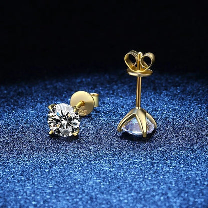 0.25–1.2 Carat D Color Moissanite Stud Earrings for Women