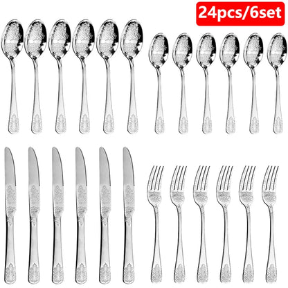 Gold Cutlery Set Stainless Steel Fork Spoons Knife Tableware Kit