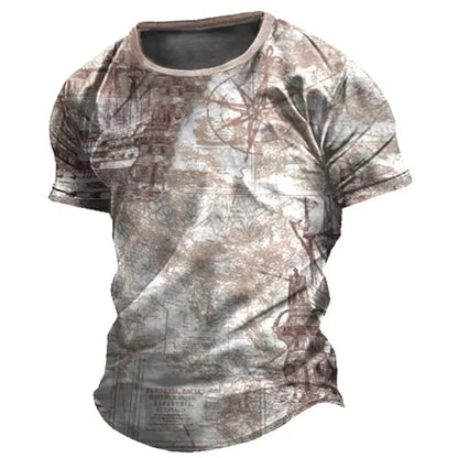 Vintage Men’s Compass Print T-Shirt