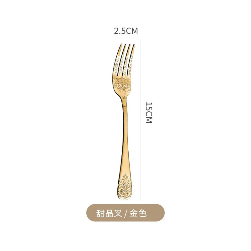Gold Cutlery Set Stainless Steel Fork Spoons Knife Tableware Kit