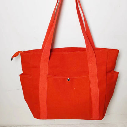 Large Capacity Canvas Solid Letter Tote Bag