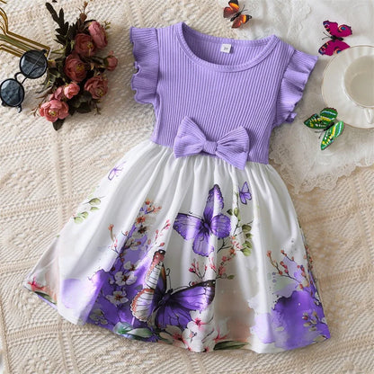 Flower Girls Butterfly Print Dress